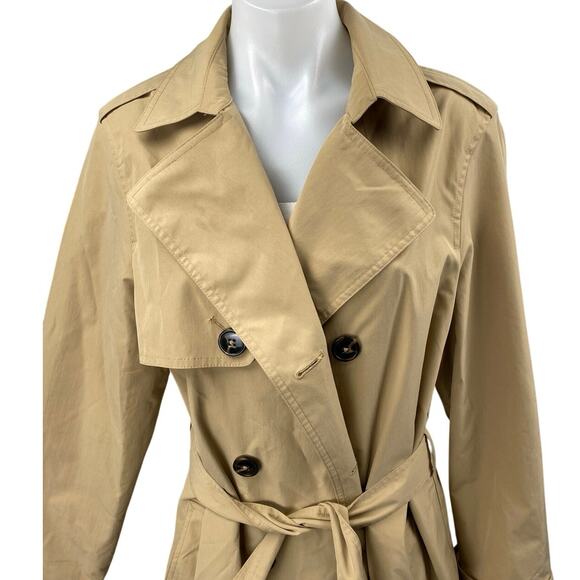 New Look Women's Tan Long Sleeve Double Breasted Belted Trench Coat Jacket 10 - Picture 3 of 5